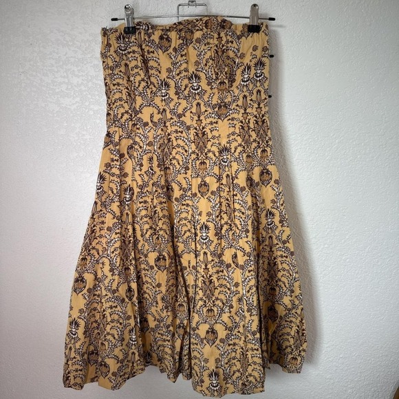 Strapless Plenty Yellow bubble dress with brown pattern - Picture 1 of 6